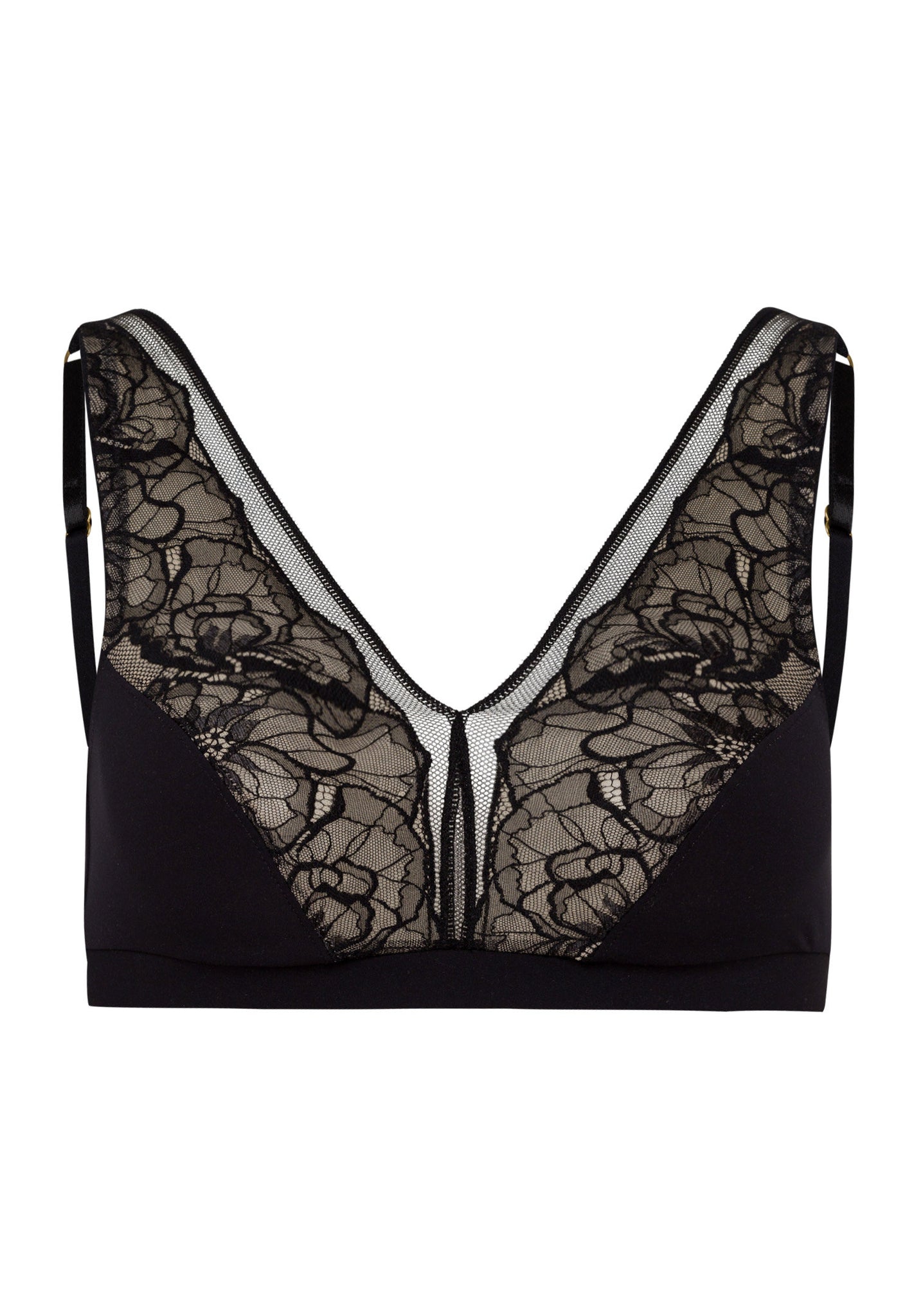 Front cutout view of HA black modal/viscose/tencel Soft Cup Bra