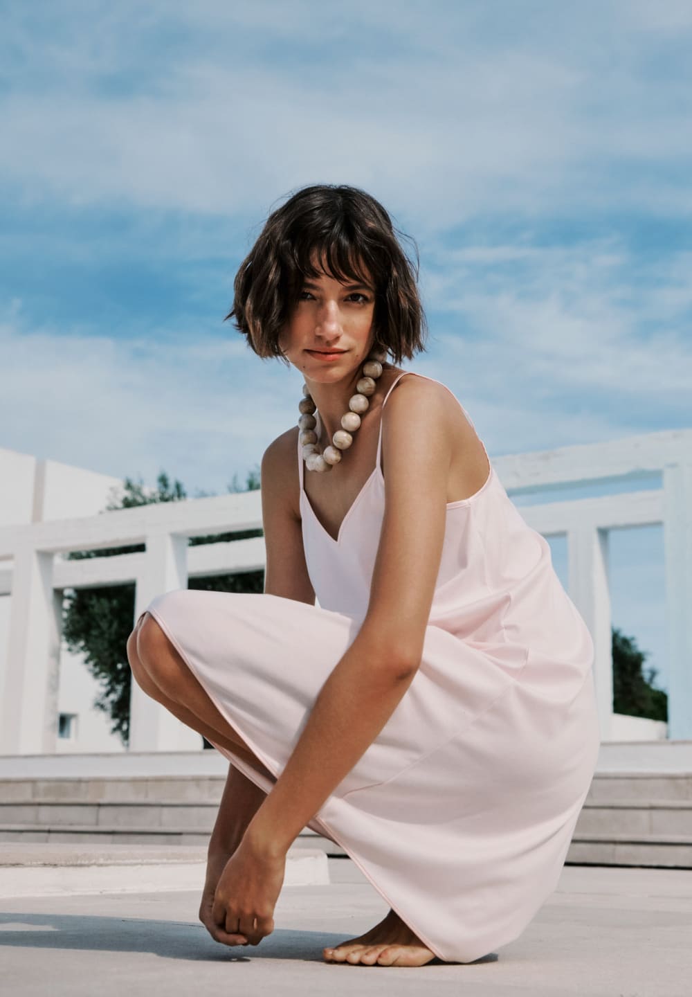 Cotton Silk Spaghetti Dress 95cm | honeydew 074813-071347