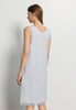 Back view of a women model wearing HA watery blue cotton Sleeveless Nightdress 90cm