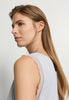 Close-up view of a women model wearing HA watery blue cotton Sleeveless Nightdress 90cm