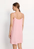 Back view of a women model wearing HA coral pink cotton Spaghetti Dress 90cm