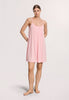 Full-body view of a women model wearing HA coral pink cotton Spaghetti Dress 90cm