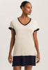 Front view of a women model wearing HA antique white cotton S/SLV Nightdress 85cm
