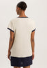 Back view of a women model wearing HA antique white cotton S/SLV Nightdress 85cm