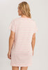 Back view of a women model wearing HA coral stripes cotton S/SLV Nightdress 85cm