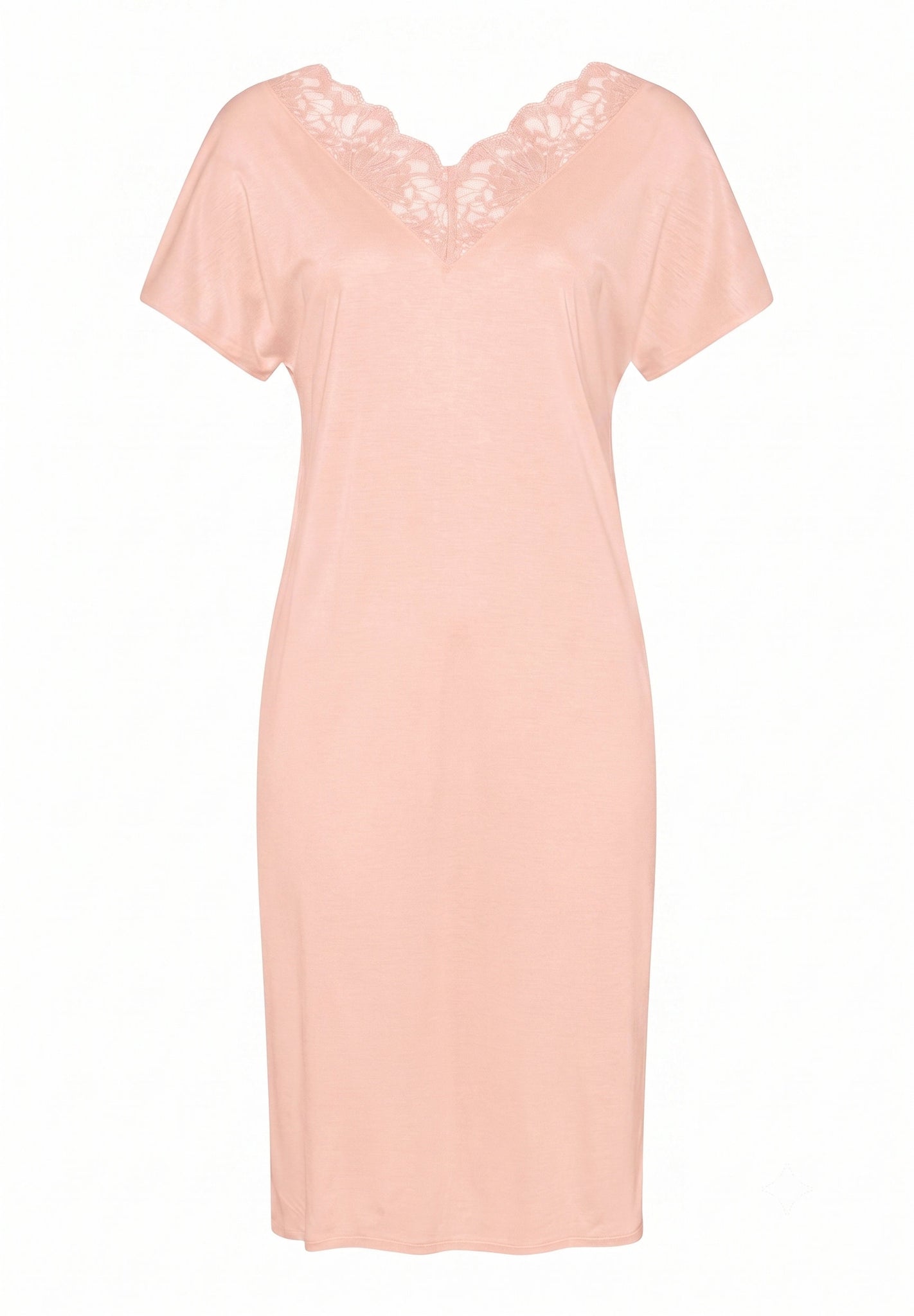 Front cutout view of HA morning glow modal/viscose/tencel S/SLV Nightdress 100cm