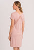 Back view of a women model wearing HA morning glow modal/viscose/tencel S/SLV Nightdress 100cm