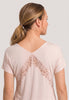 General view of a women model wearing HA morning glow modal/viscose/tencel S/SLV Nightdress 100cm