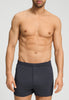 Front view of a men model wearing HA charcoal melange modal/viscose/tencel Boxers