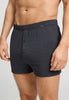 Close-up view of a men model wearing HA charcoal melange modal/viscose/tencel Boxers