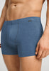 Close-up view of a men model wearing HA tanzanite melange modal/viscose/tencel Pants