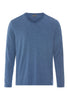 Front cutout view of HA tanzanite melange modal/viscose/tencel L/SLV Shirt V-Neck