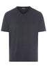 Front cutout view of HA charcoal melange modal/viscose/tencel S/SLV Shirt V-Neck