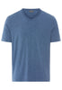 Front cutout view of HA tanzanite melange modal/viscose/tencel S/SLV Shirt V-Neck