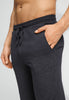 Close-up view of a men model wearing HA charcoal melange modal/viscose/tencel Short Pants