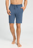 Front view of a men model wearing HA tanzanite melange modal/viscose/tencel Short Pants