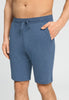 Close-up view of a men model wearing HA tanzanite melange modal/viscose/tencel Short Pants