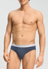 General view of a men model wearing HA stormy gray/tanzanite cotton Briefs 2Pack