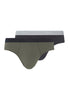 Front cutout view of HA charcoal art / smokey olive cotton Briefs 2Pack