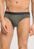 General view of a men model wearing HA charcoal art / smokey olive cotton Briefs 2Pack