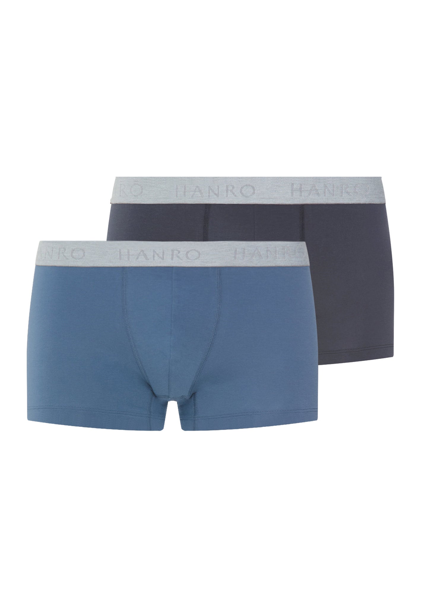 Front cutout view of HA stormy gray/tanzanite cotton Pants 2Pack