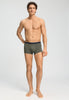 General view of a men model wearing HA charcoal art / smokey olive cotton Pants 2Pack