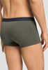 Close-up view of a men model wearing HA charcoal art / smokey olive cotton Pants 2Pack