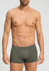 Front view of a men model wearing HA charcoal art / smokey olive cotton Pants 2Pack