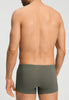 Back view of a men model wearing HA charcoal art / smokey olive cotton Pants 2Pack