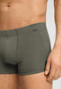Close-up view of a men model wearing HA charcoal art / smokey olive cotton Pants 2Pack