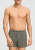 Front view of a men model wearing HA smokey olive cotton Boxers
