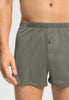 Close-up view of a men model wearing HA smokey olive cotton Boxers