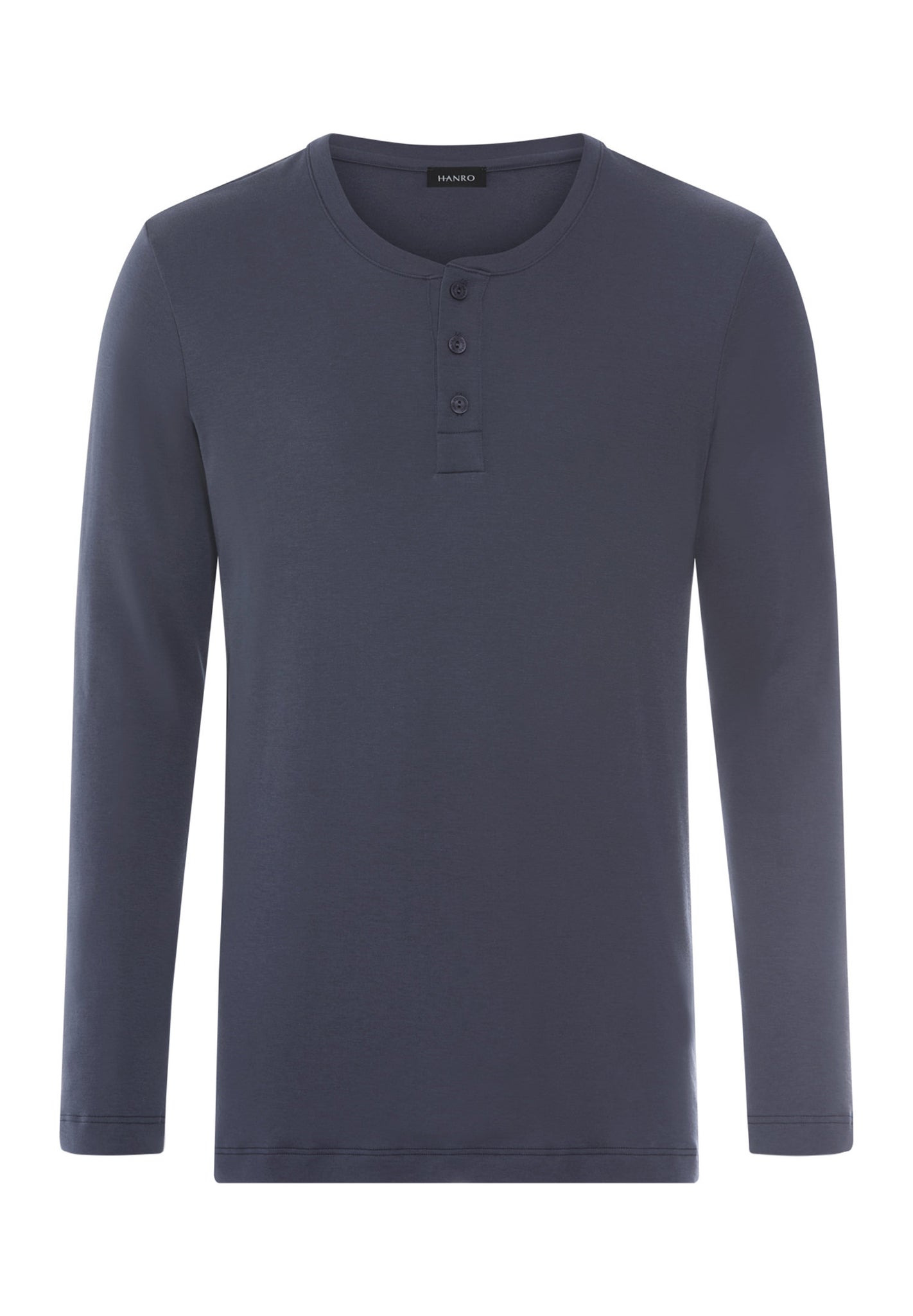 Front cutout view of HA stormy gray cotton L/SLV Henley Shirt