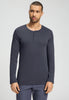 Front view of a men model wearing HA stormy gray cotton L/SLV Henley Shirt