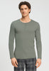 Front view of a men model wearing HA shadow cotton L/SLV Henley Shirt