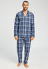 Front view of a men model wearing HA pacific squares cotton L/SLV Pajama