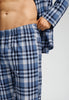 Close-up view of a men model wearing HA pacific squares cotton L/SLV Pajama
