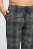 Close-up view of a men model wearing HA willow squares cotton Long Pants