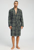 Front view of a men model wearing HA willow squares cotton Robe