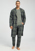 Full-body view of a men model wearing HA willow squares cotton Robe