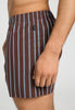 Close-up view of a men model wearing HA libra stripes cotton Boxers