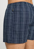 Close-up view of a men model wearing HA checked blue cotton Boxers
