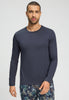 Front view of a men model wearing HA stormy gray cotton L/SLV Shirt