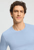 Close-up view of a men model wearing HA cashmere blue cotton L/SLV Shirt