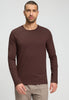 Front view of a men model wearing HA glazed chocolate cotton L/SLV Shirt