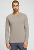 Front view of a men model wearing HA wooly beige cotton L/SLV Shirt