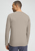 Back view of a men model wearing HA wooly beige cotton L/SLV Shirt