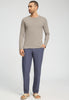 Full-body view of a men model wearing HA wooly beige cotton L/SLV Shirt