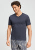 Front view of a men model wearing HA stormy gray cotton S/SLV Shirt V-Neck