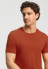Close-up view of a men model wearing HA roobios tea cotton S/SLV Shirt